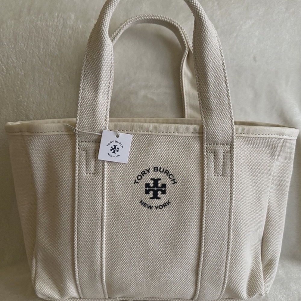 Tory Burch Cream Canvas Tote Bag